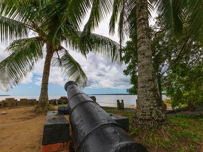 Dutch Cannon On The Shore Of Nieuw Amsterdam, Commewijne District In Suriname