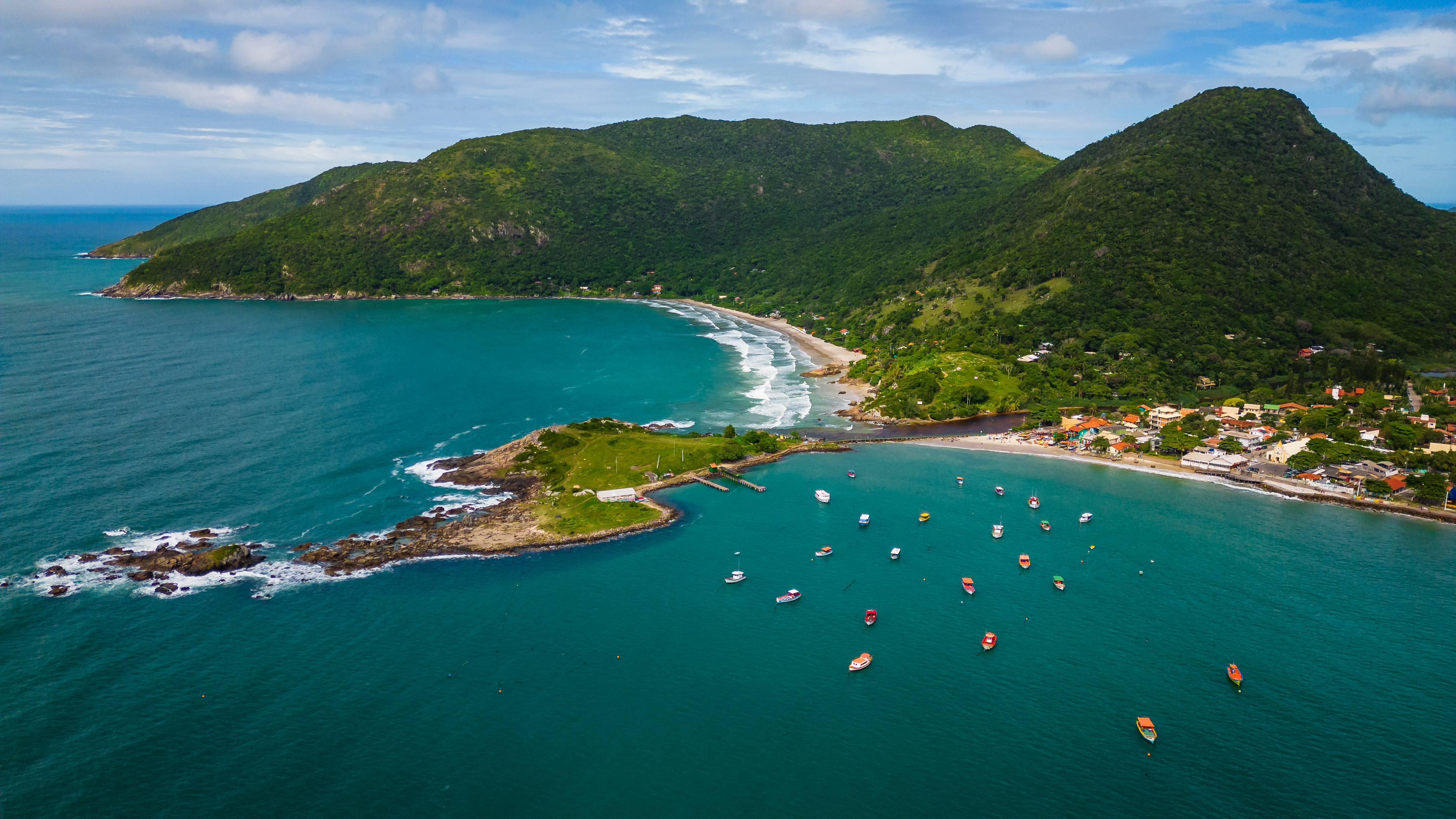 Brazil Florianopolis Aerial View Of Ponta Dos Campanhas Santa Catarina Island