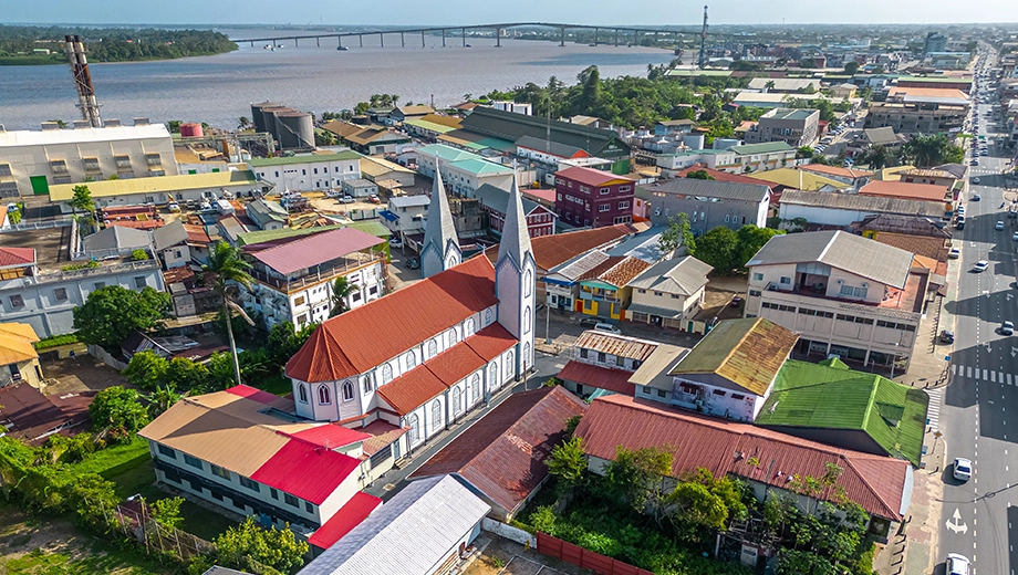 Aerial view Paramaribo, Suriname