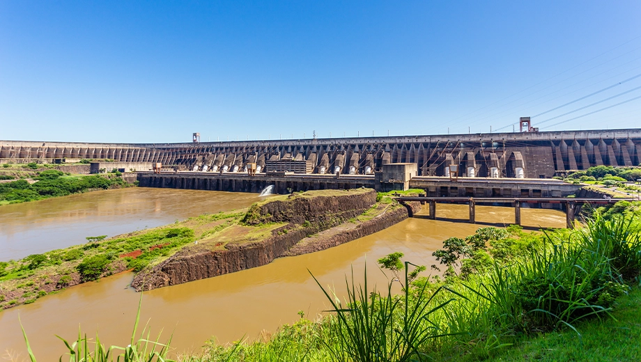 Itaipu Dam on the Parana River located on the border between Brazil and Paraguay