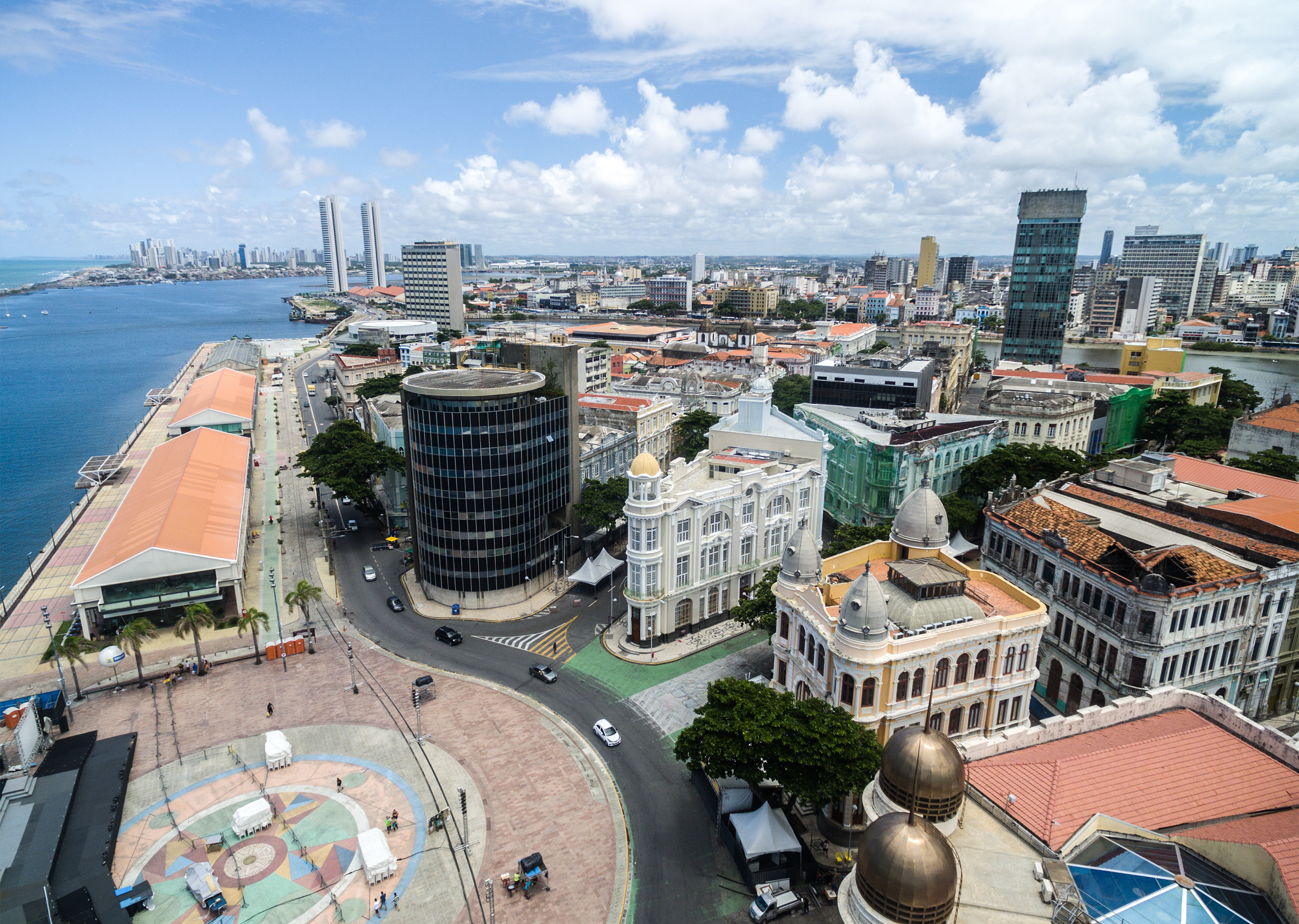 Brazil,Recife,Aerial View Of Marco Zero Square