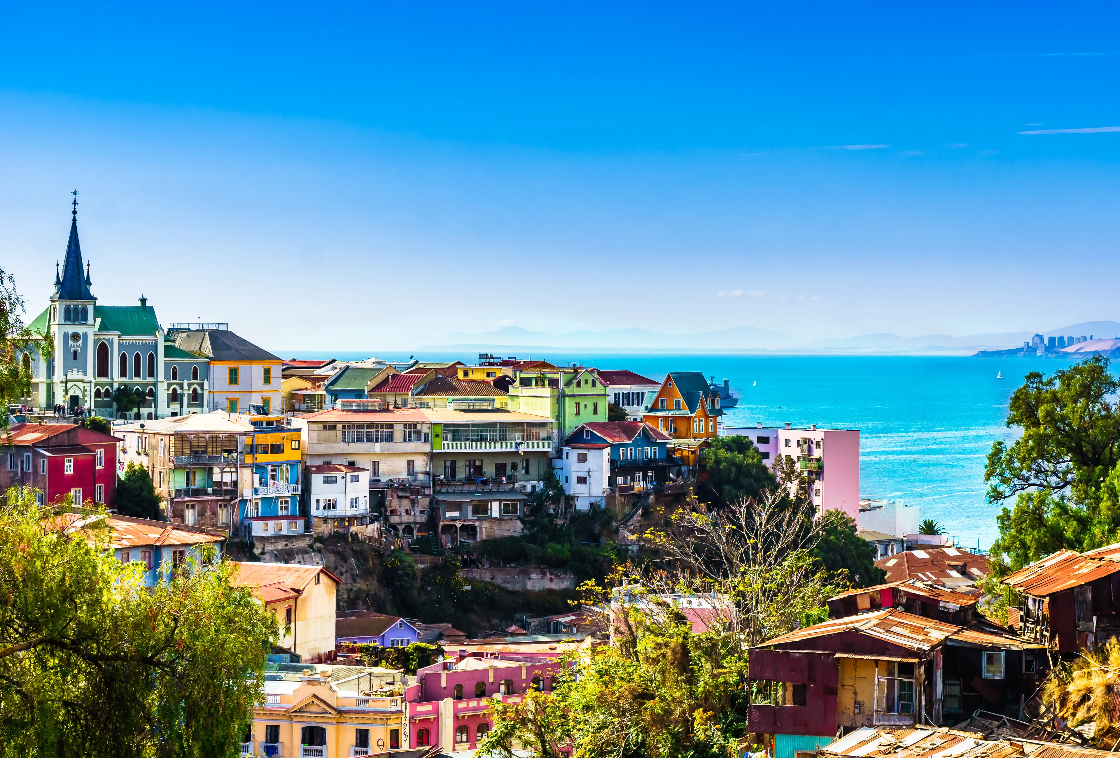 Cityscape of historical city of Valparaiso