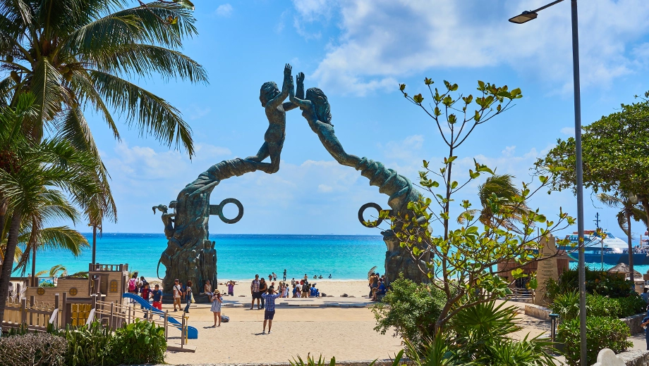 Mermaid Statue at Public Beach in Playa del Carmen