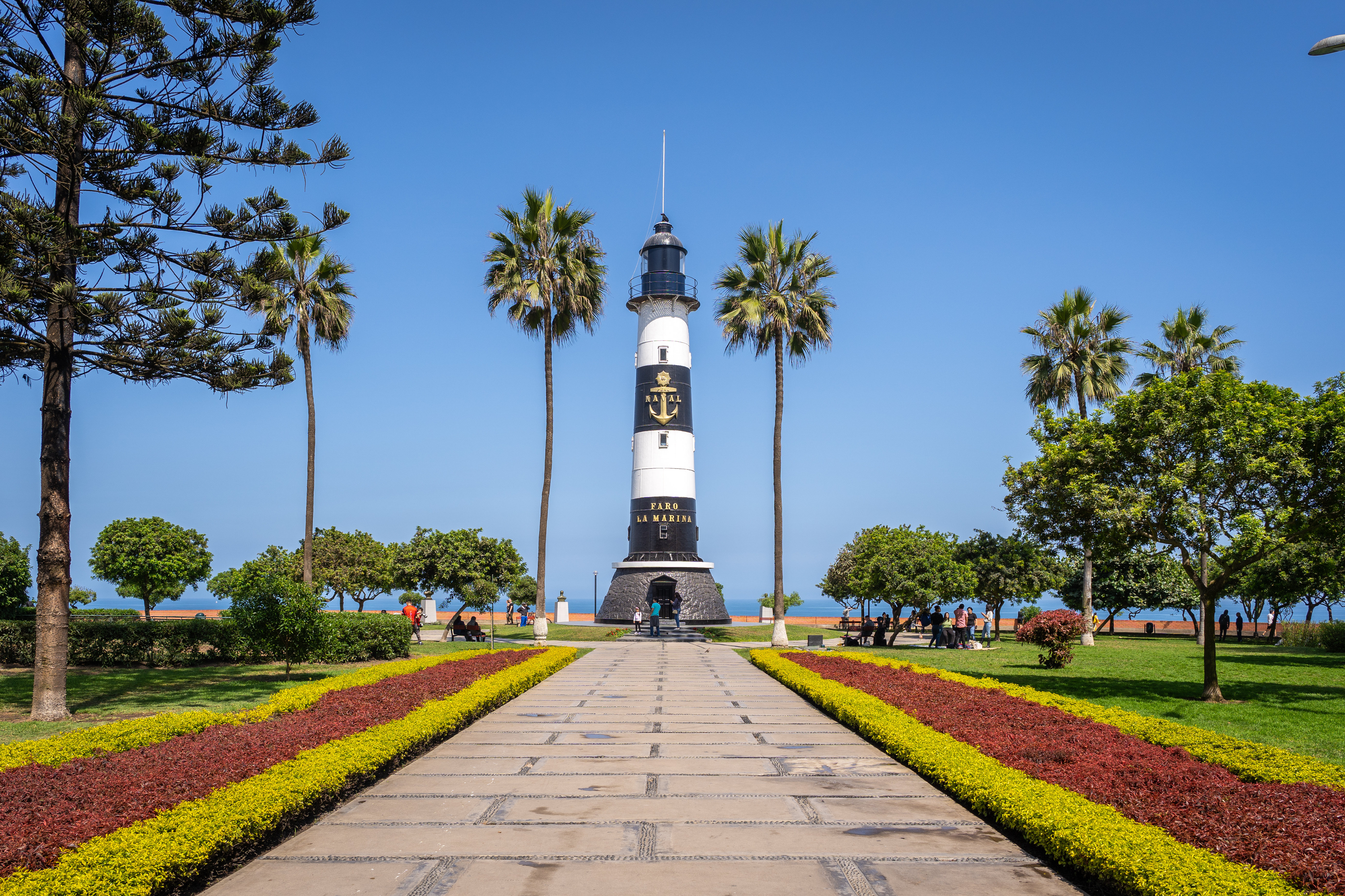 Peru Lima, Peru May 28, 2022. View Of A Sunny Day In The Marina Lighthouse In Miraflores Neighborhood