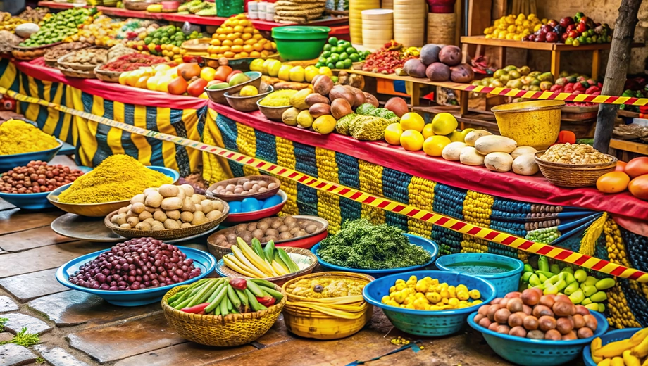 Fruits and vegetables at a local market