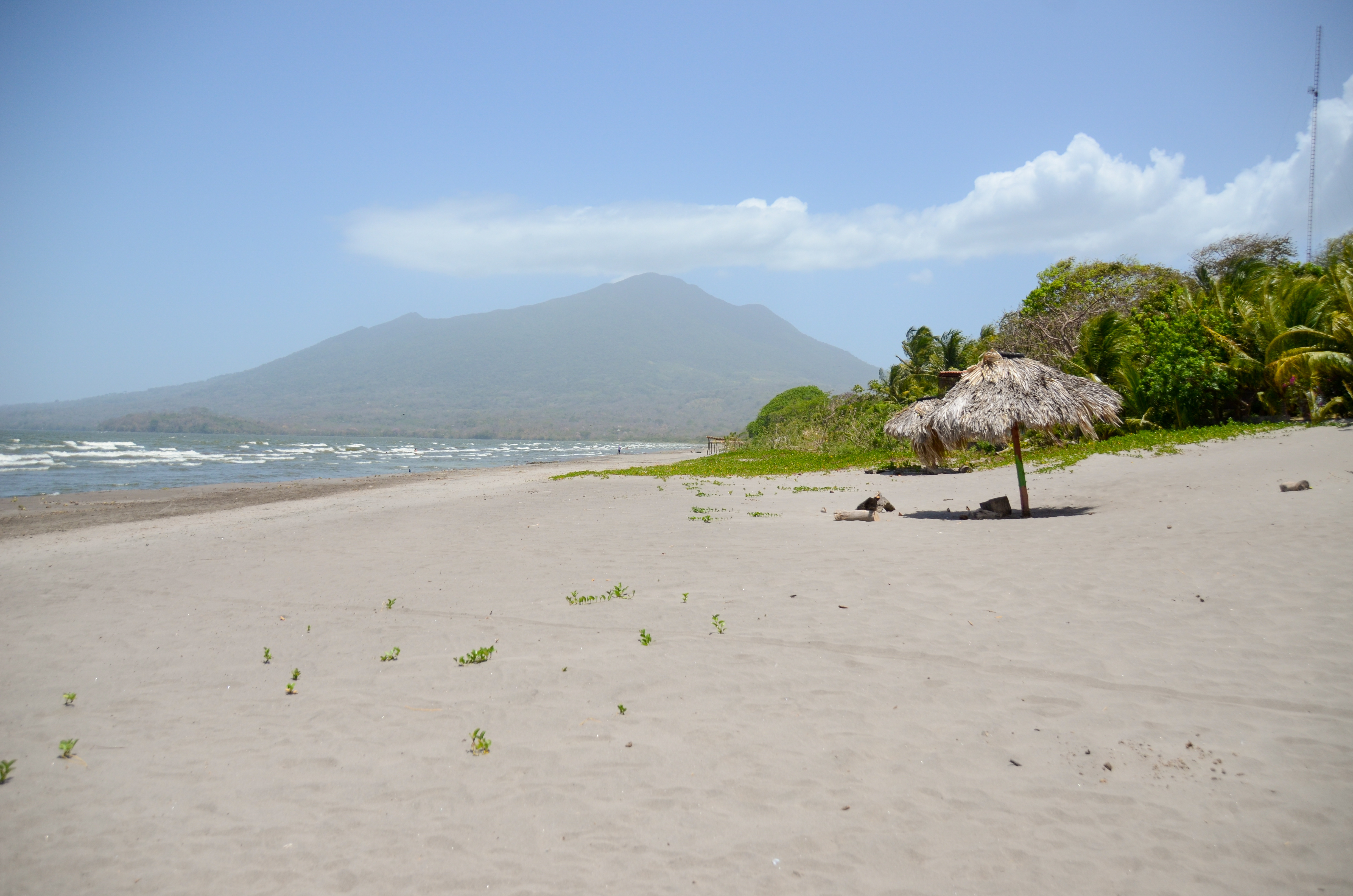 Nicaragua, Ometepe Island . Beach On A Lake With The View On A Volcano In The Background