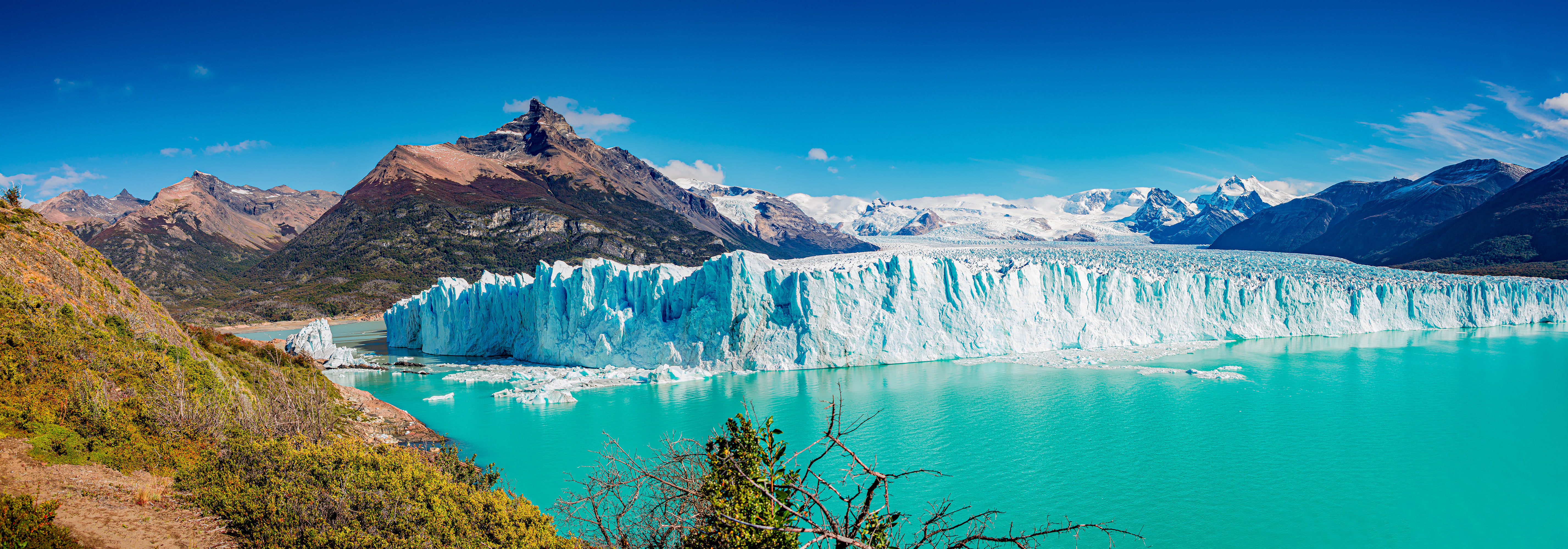 Perito Moreno Glacier, Patagonia In Golden Autumn, Argentina HERO BANNER Perito Moreno Glacier, Patagonia In Golden Autumn, Argentina HERO BANNER