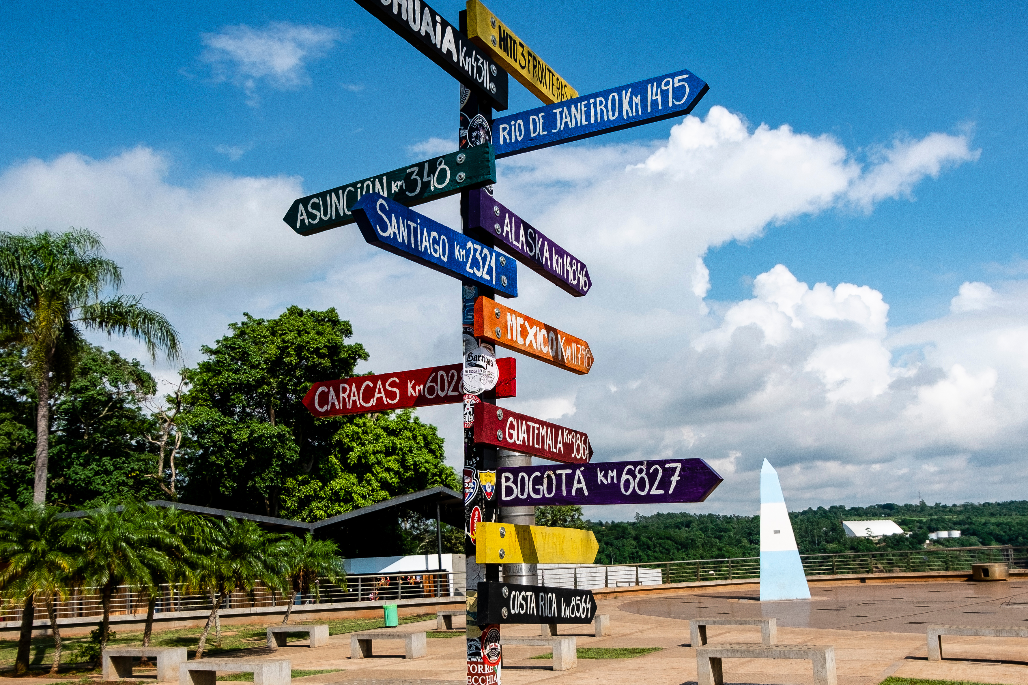 Argentina Three Borders Landmark. Puerto Iguazu Argentina