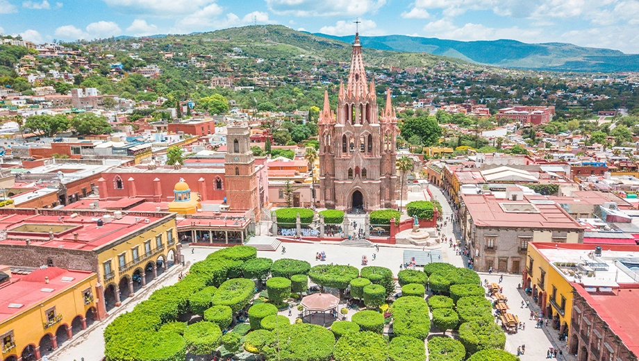 Aerial view of the main square of San Miguel de Allende