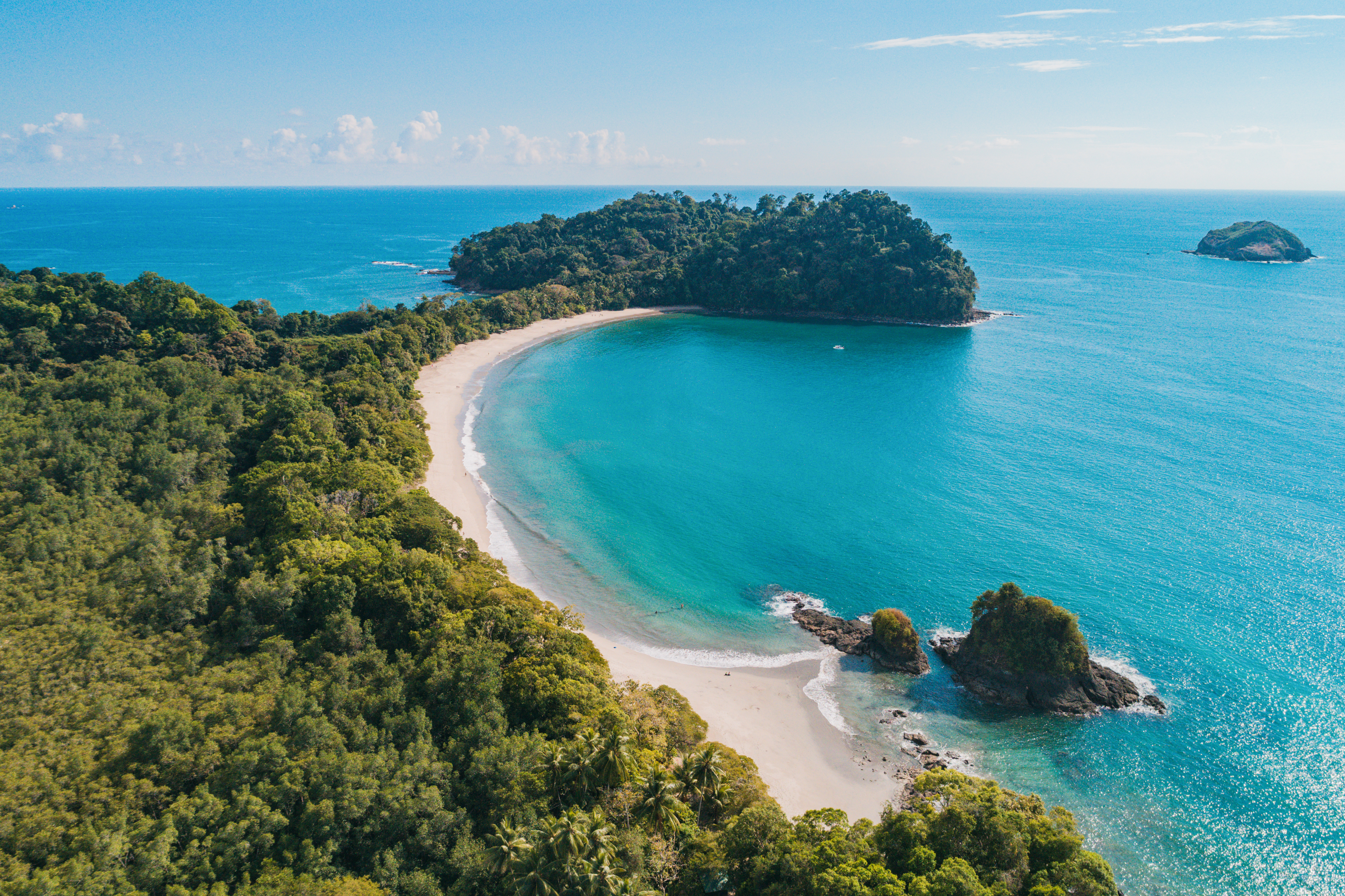 Costa Rica Beach Travel Landscape Aerial View Of National Park In La Fortuna, Central America Tourist Destination.