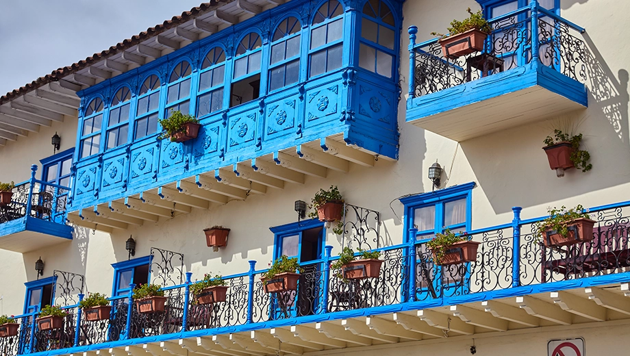 Charming balconies in San Blas neighbourhood, Cusco