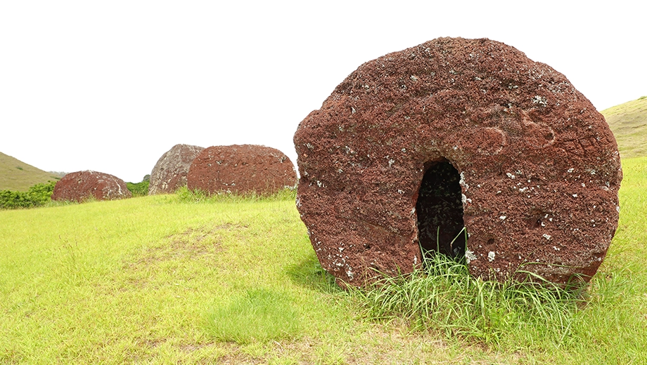 Pukaos in Puna Pau, Easter Island