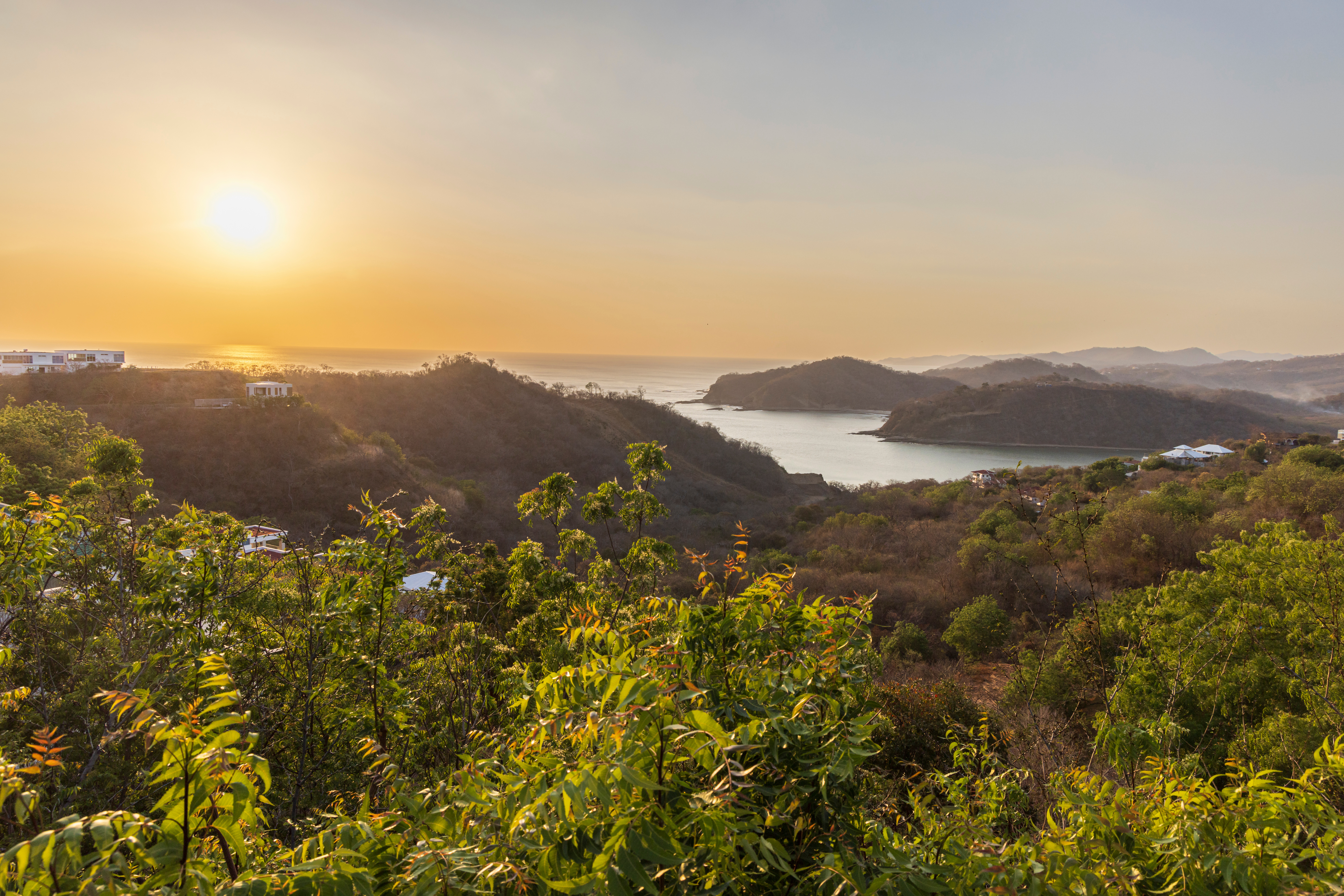 San Juan Del Sur In Nicaragua. High Point Panoramic View From Christ Of The Mercy Statue Standing On A Cliff Above The Bay