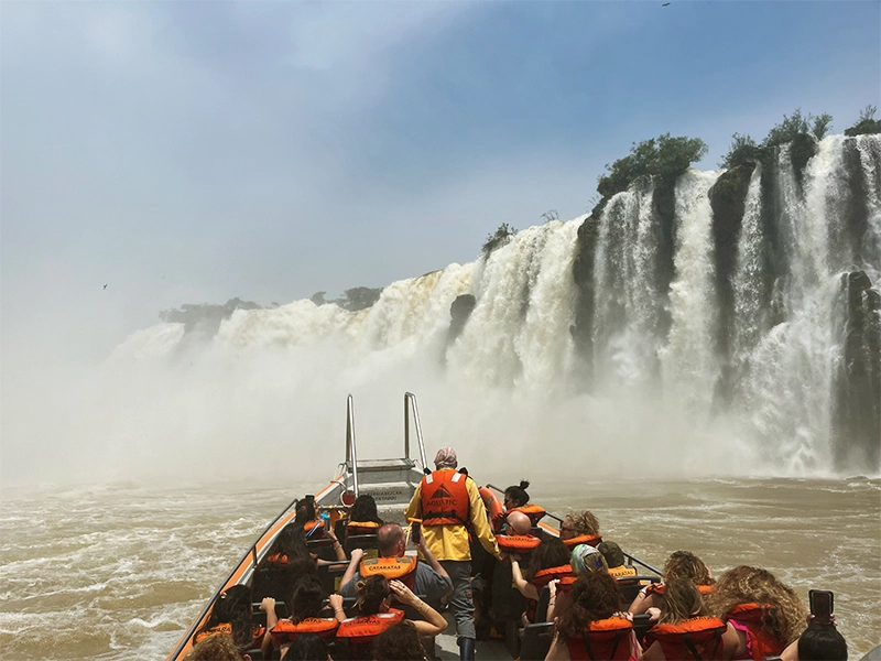 Catrin enjoying a memorable boat ride on the Argentinian side of the Iguazu Falls